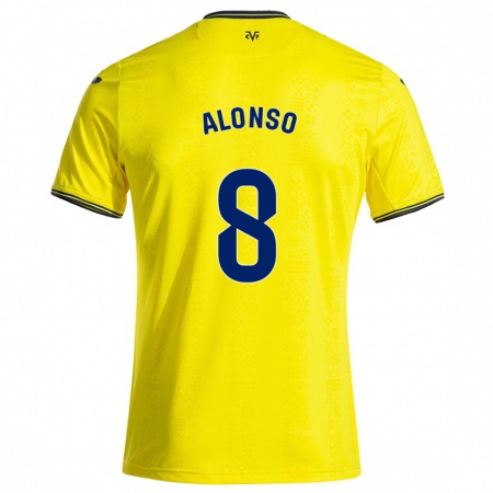 Kandiny Heren Rodri Alonso #8 Geel Zwart Thuisshirt Thuistenue 2024/25 T-Shirt