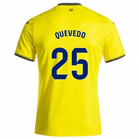 Kandiny Heren Alex Quevedo #25 Geel Zwart Thuisshirt Thuistenue 2024/25 T-Shirt