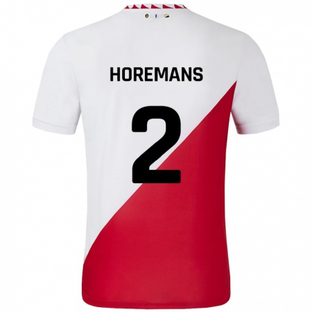 Kandiny Uomo Maglia Siebe Horemans #2 Bianco Rosso Kit Gara Home 2024/25 Maglietta