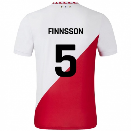 Kandiny Heren Kolbeinn Finnsson #5 Wit Rood Thuisshirt Thuistenue 2024/25 T-Shirt