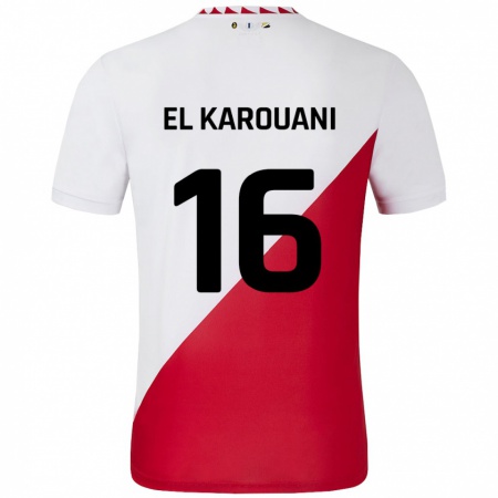 Kandiny Hombre Camiseta Souffian El Karouani #16 Blanco Rojo 1ª Equipación 2024/25 La Camisa México