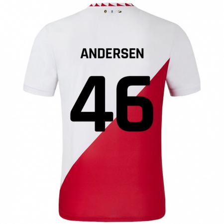 Kandiny Heren Silas Andersen #46 Wit Rood Thuisshirt Thuistenue 2024/25 T-Shirt