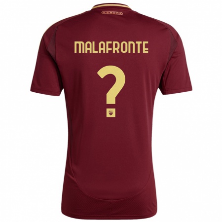 Kandiny Heren Matteo Malafronte #0 Rood Bruin Goud Thuisshirt Thuistenue 2024/25 T-Shirt