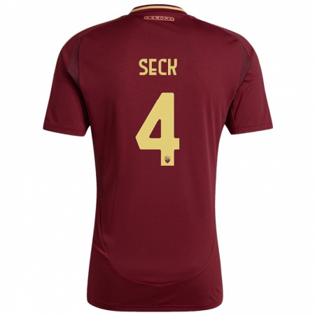 Kandiny Heren Mohamed Seck #4 Rood Bruin Goud Thuisshirt Thuistenue 2024/25 T-Shirt