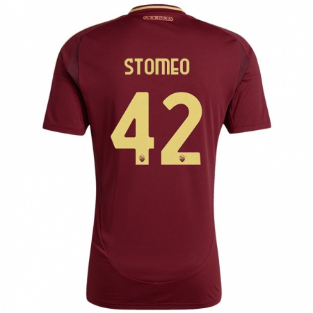 Kandiny Heren Giorgio Stomeo #42 Rood Bruin Goud Thuisshirt Thuistenue 2024/25 T-Shirt