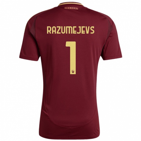 Kandiny Heren Vladislavs Razumejevs #1 Rood Bruin Goud Thuisshirt Thuistenue 2024/25 T-Shirt