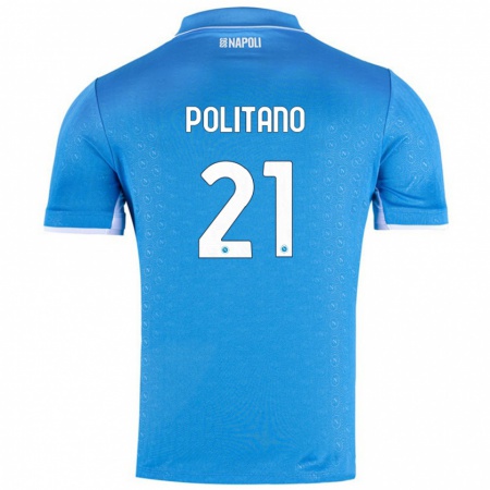 Kandiny Heren Matteo Politano #21 Hemelsblauw Thuisshirt Thuistenue 2024/25 T-Shirt