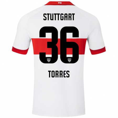 Kandiny Heren Yohann Torres #36 Wit Rood Thuisshirt Thuistenue 2024/25 T-Shirt