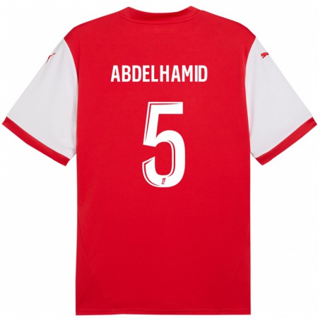 Kandiny Heren Yunis Abdelhamid #5 Rood Wit Thuisshirt Thuistenue 2024/25 T-Shirt