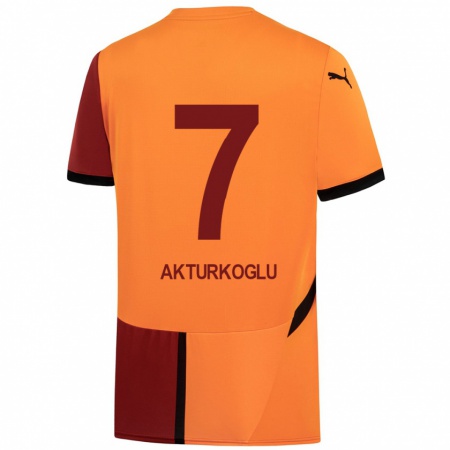 Kandiny Heren Kerem Aktürkoğlu #7 Geel Rood Thuisshirt Thuistenue 2024/25 T-Shirt