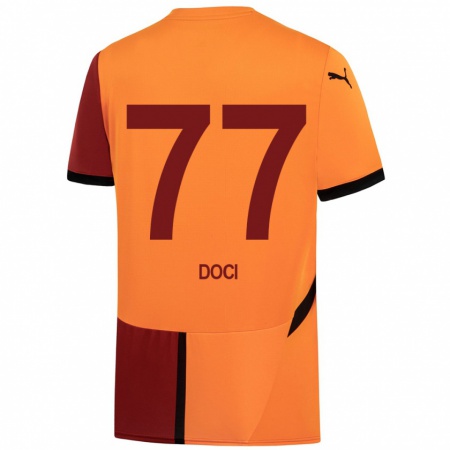 Kandiny Heren Megi Doci #77 Geel Rood Thuisshirt Thuistenue 2024/25 T-Shirt