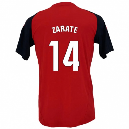 Kandiny Heren Hugo Zárate #14 Rood Zwart Thuisshirt Thuistenue 2024/25 T-Shirt