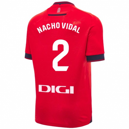 Kandiny Heren Nacho Vidal #2 Rood Wit Thuisshirt Thuistenue 2024/25 T-Shirt