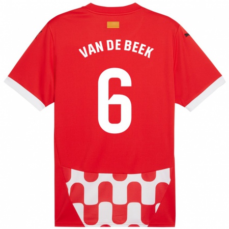 Kandiny Heren Donny Van De Beek #6 Rood Wit Thuisshirt Thuistenue 2024/25 T-Shirt