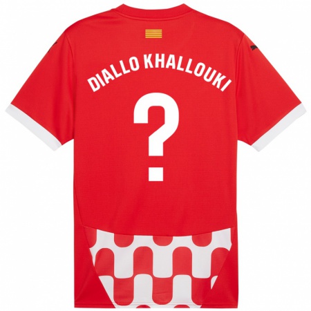 Kandiny Heren Siaka Diallo Khallouki #0 Rood Wit Thuisshirt Thuistenue 2024/25 T-Shirt