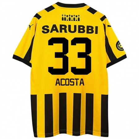 Kandiny Heren Nahuel Acosta #33 Geel Zwart Thuisshirt Thuistenue 2024/25 T-Shirt