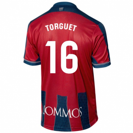 Kandiny Heren Miguel Torguet #16 Rood Blauw Thuisshirt Thuistenue 2024/25 T-Shirt