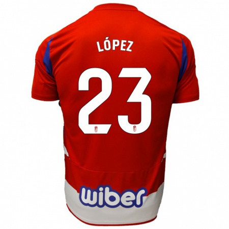 Kandiny Heren Diego López #23 Rood Wit Blauw Thuisshirt Thuistenue 2024/25 T-Shirt