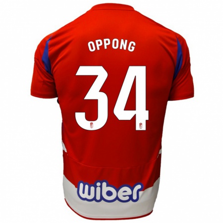 Kandiny Heren Oscar Naasei Oppong #34 Rood Wit Blauw Thuisshirt Thuistenue 2024/25 T-Shirt