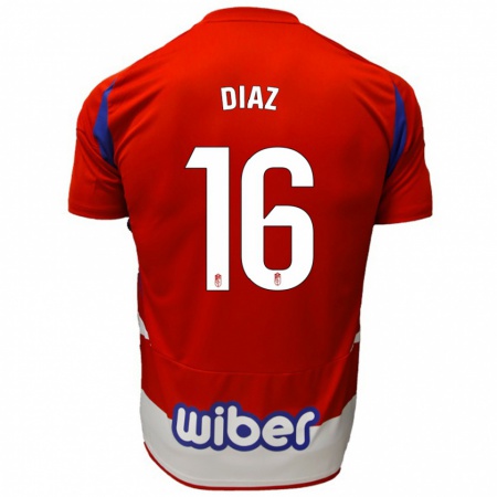 Kandiny Heren Víctor Díaz #16 Rood Wit Blauw Thuisshirt Thuistenue 2024/25 T-Shirt