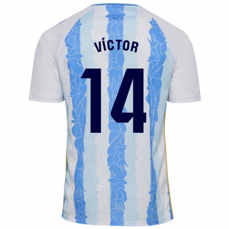 Kandiny Heren Víctor García #14 Wit Blauw Thuisshirt Thuistenue 2024/25 T-Shirt