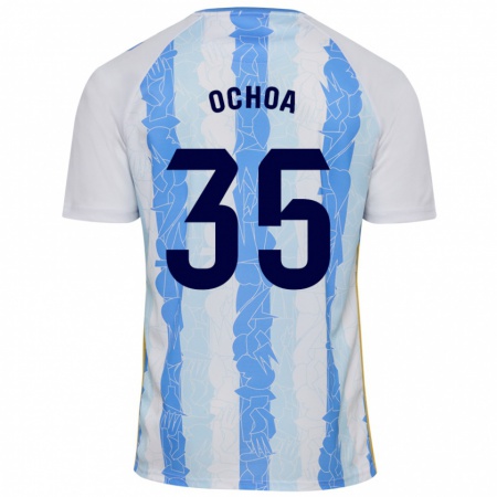 Kandiny Heren Aarón Ochoa #35 Wit Blauw Thuisshirt Thuistenue 2024/25 T-Shirt