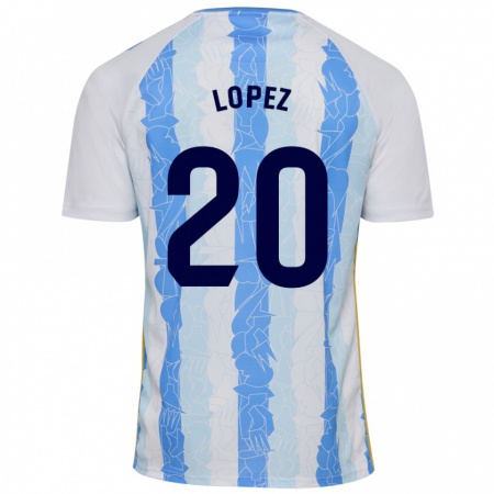 Kandiny Heren Adri López #20 Wit Blauw Thuisshirt Thuistenue 2024/25 T-Shirt