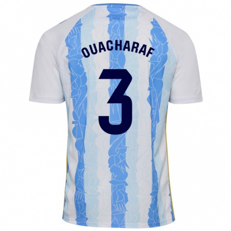 Kandiny Heren Bilal Ouacharaf #3 Wit Blauw Thuisshirt Thuistenue 2024/25 T-Shirt