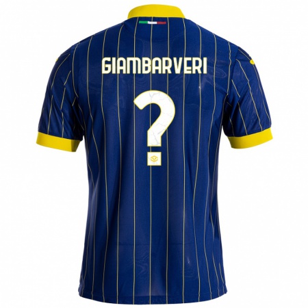 Kandiny Heren Mattia Giambarveri #0 Blauw Geel Thuisshirt Thuistenue 2024/25 T-Shirt