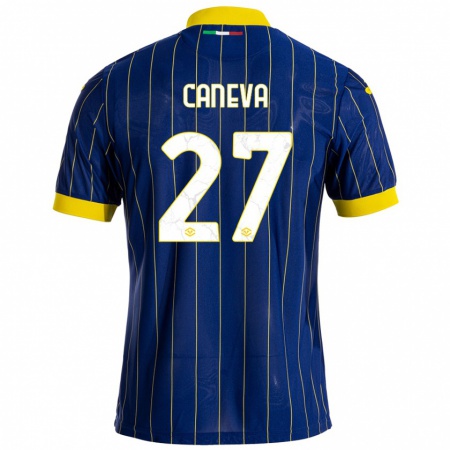 Kandiny Heren Elia Caneva #27 Blauw Geel Thuisshirt Thuistenue 2024/25 T-Shirt