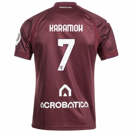 Kandiny Heren Yann Karamoh #7 Kastanjebruin Wit Thuisshirt Thuistenue 2024/25 T-Shirt