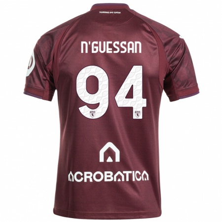 Kandiny Heren Ange Caumenan N'guessan #94 Kastanjebruin Wit Thuisshirt Thuistenue 2024/25 T-Shirt