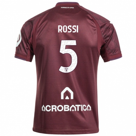 Kandiny Heren Simone Rossi #5 Kastanjebruin Wit Thuisshirt Thuistenue 2024/25 T-Shirt