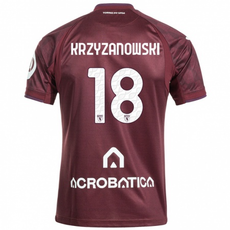 Kandiny Heren Jakub Krzyzanowski #18 Kastanjebruin Wit Thuisshirt Thuistenue 2024/25 T-Shirt