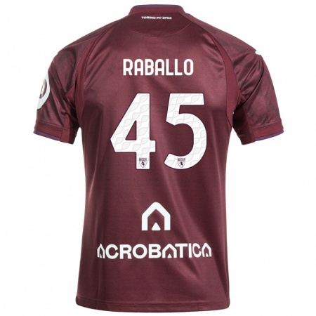 Kandiny Heren Alessio Raballo #45 Kastanjebruin Wit Thuisshirt Thuistenue 2024/25 T-Shirt