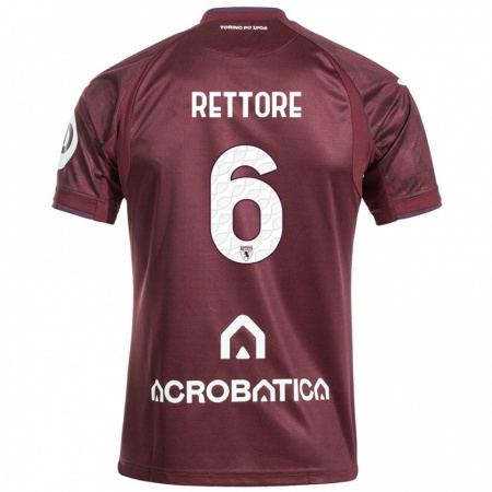 Kandiny Heren Mirko Rettore #6 Kastanjebruin Wit Thuisshirt Thuistenue 2024/25 T-Shirt