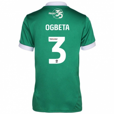 Kandiny Uomo Maglia Nathanael Ogbeta #3 Verde Bianco Kit Gara Home 2024/25 Maglietta