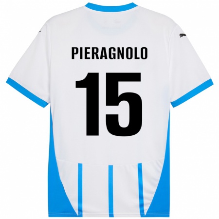 Kandiny Heren Edoardo Pieragnolo #15 Wit Blauw Uitshirt Uittenue 2024/25 T-Shirt