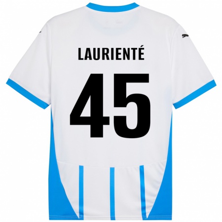 Kandiny Herren Armand Laurienté #45 Weiß Blau Auswärtstrikot Trikot 2024/25 T-Shirt Österreich