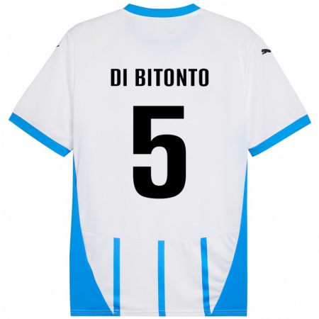 Kandiny Heren Alessandro Di Bitonto #5 Wit Blauw Uitshirt Uittenue 2024/25 T-Shirt