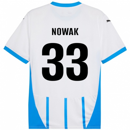 Kandiny Herren Julie Nowak #33 Weiß Blau Auswärtstrikot Trikot 2024/25 T-Shirt Österreich