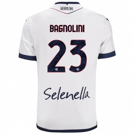 Kandiny Heren Nicola Bagnolini #23 Wit Koningsblauw Uitshirt Uittenue 2024/25 T-Shirt