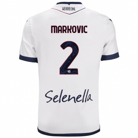 Kandiny Uomo Maglia Petar Markovic #2 Bianco Blu Reale Kit Gara Away 2024/25 Maglietta