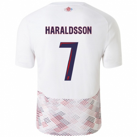 Kandiny Heren Hákon Arnar Haraldsson #7 Wit Koningsblauw Uitshirt Uittenue 2024/25 T-Shirt