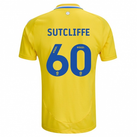 Kandiny Heren Harvey Sutcliffe #60 Geel Blauw Uitshirt Uittenue 2024/25 T-Shirt