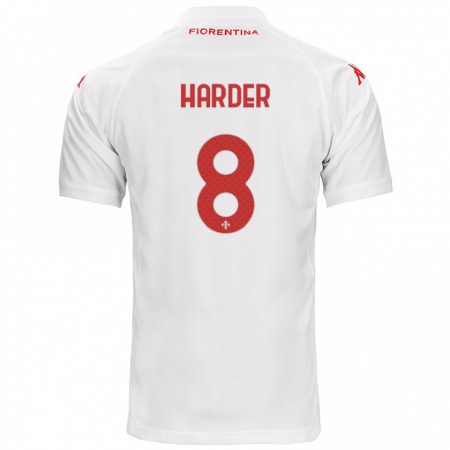 Kandiny Heren Jonas Harder #8 Wit Uitshirt Uittenue 2024/25 T-Shirt