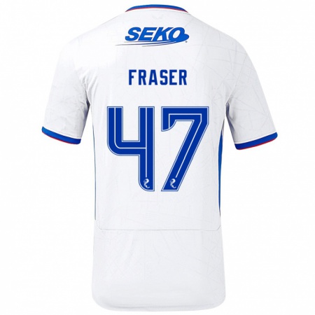 Kandiny Heren Robbie Fraser #47 Wit Blauw Uitshirt Uittenue 2024/25 T-Shirt