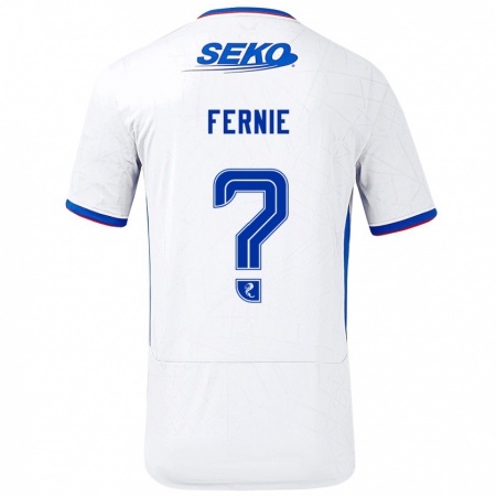 Kandiny Uomo Maglia Cameron Fernie #0 Bianco Blu Kit Gara Away 2024/25 Maglietta