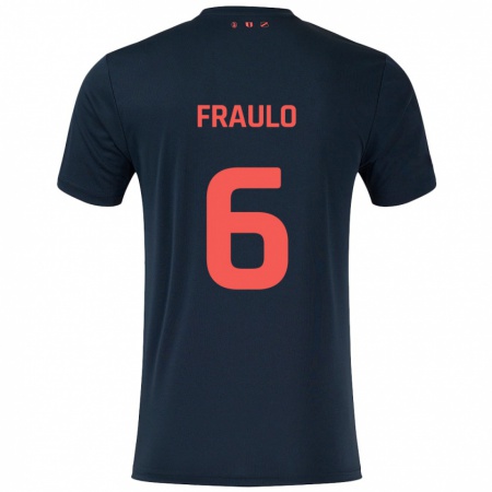 Kandiny Heren Oscar Fraulo #6 Zwart Rood Uitshirt Uittenue 2024/25 T-Shirt