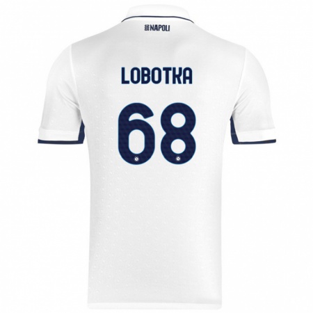 Kandiny Heren Stanislav Lobotka #68 Wit Koningsblauw Uitshirt Uittenue 2024/25 T-Shirt